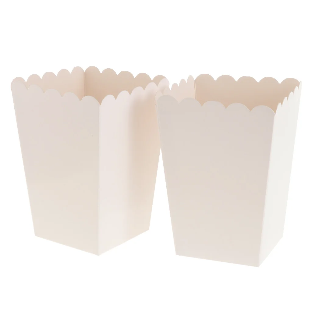 12pcs Pure White Movie Theater Popcorn Boxes Containers Paper Popcorn Bags