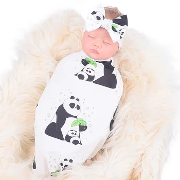 

2Pcs Set Newborn Fashion Baby Swaddle Blanket Baby Sleeping Swaddle Muslin Wrap Headband baby sleep gown infant pajamas