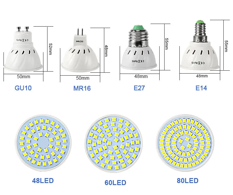 E27 E14 MR16 GU10 светодиодный лампы 220V 240V Bombillas lampada Светодиодный светильник прожектор 2835SMD холодный белый и теплый белый светодиодный освещения