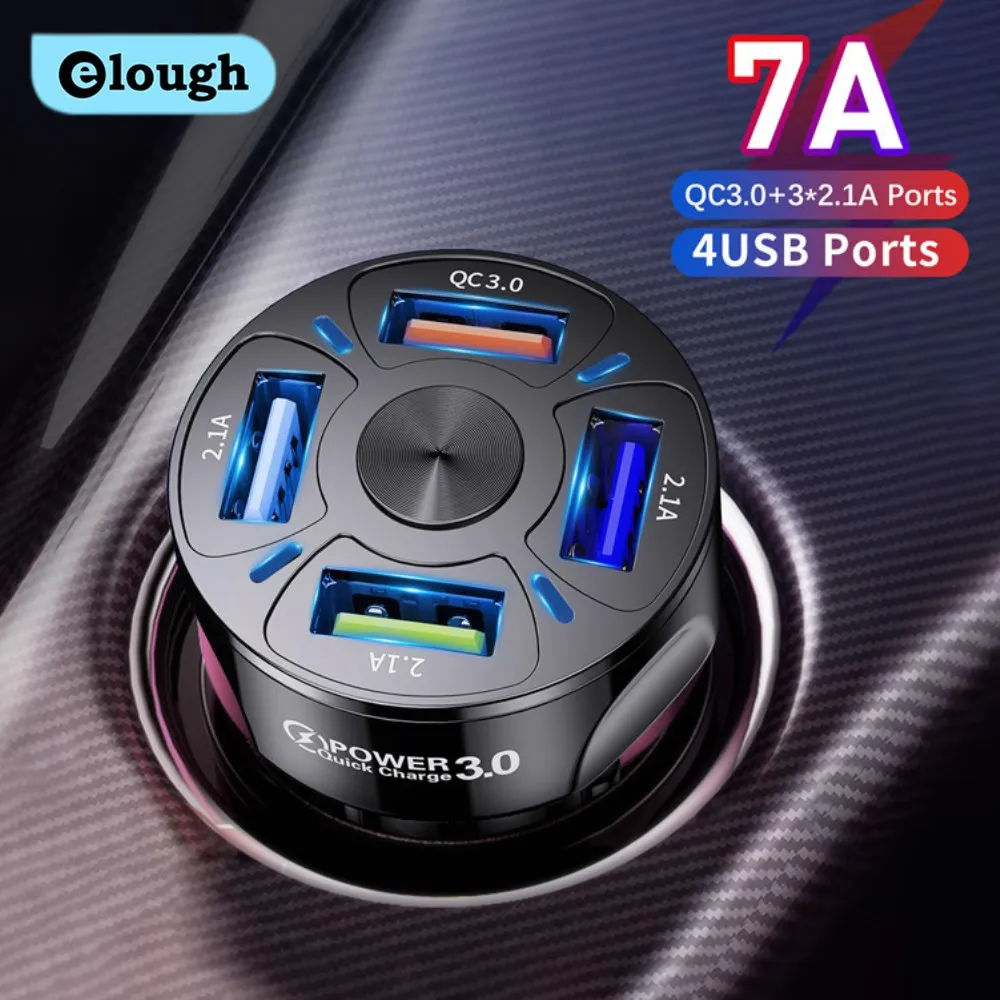 Автомобильное зарядное устройство Elough с 4 USB-портами быстрая зарядка 3 0 QC 7A для iPhone