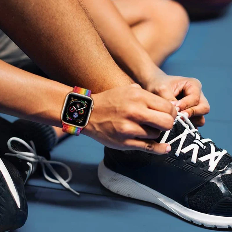 Ремешок для Apple Watch band 5 44мм 40мм iwatch 4 3 2 ремешок 42мм 38мм Спортивная петля Радуга
