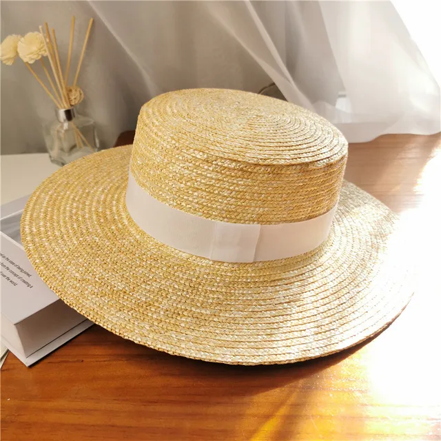 Cappello estivo femminile in paglia di grano rigido naturale Fedora cappello  piatto da donna cappello da spiaggia in rafia cappello da sole per donna  Jazz Panama|Men's Sun Hats| - AliExpress