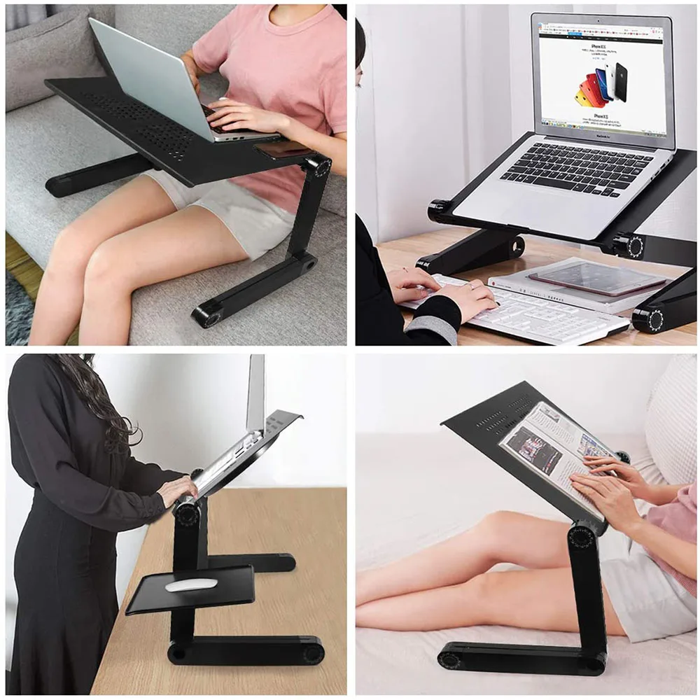 Cocoarm Support d'ordinateur Pliant, 360 ° Table réglable pour Ordinateur  Portable, Plateau pour canapé , avec Tapis de Souris et Ventilateur de