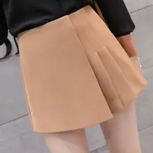 Однотонная плиссированная юбка с высокой талией, шорты, весна-лето, Необычные широкие шорты для женщин, женские тонкие шорты DV983