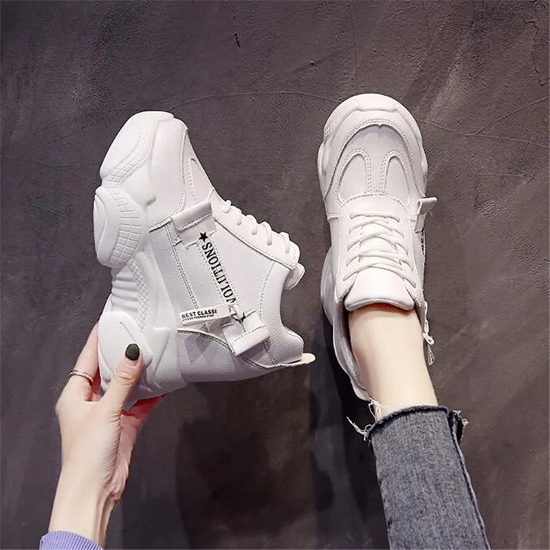 Women's Shoes Platform Sneakers New Women Leather Chunky Dad Shoes