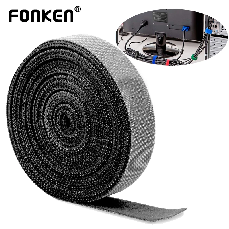 FONKEN USB Cable Winder Cable Organizer Ties Mouse Wire Earphone Holder PC Cord Free Cut Cable Management Hoop Tape Protector