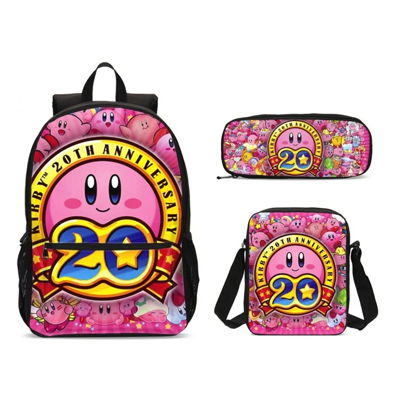 Kawaii Hoshino Kirby набор студенческих рюкзаков с принтом, сумка-карандаш для мужчин и женщин, школьная сумка для девочек и мальчиков, Детский рюкзак, Забавный пакет, слинг, сумка - Цвет: SCBW012001V3O