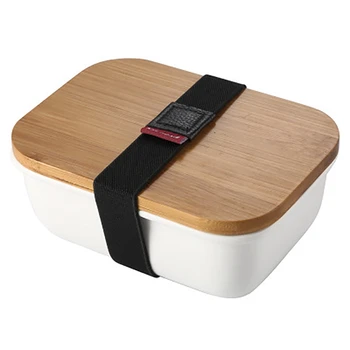 

Microwavable Lunch Box Bamboo Ceramic Bento Box Thermal Insulation Food Container Storage Box Crisper L