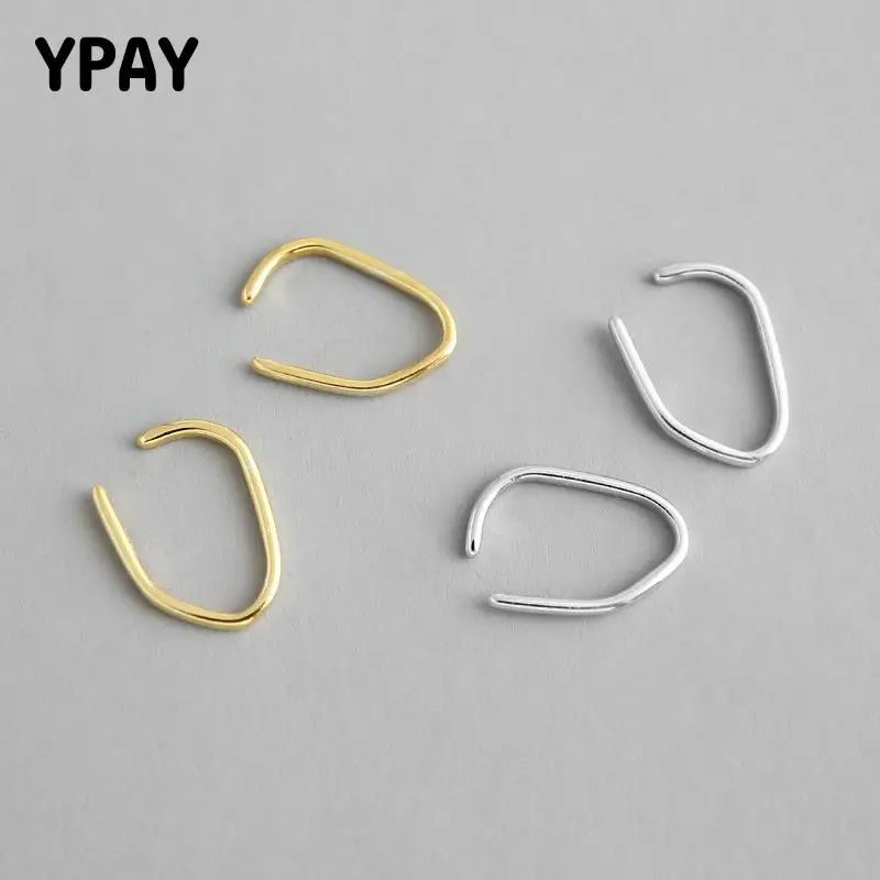 Женские минималистичные серьги клипсы YPAY однотонные из стерлингового серебра 925