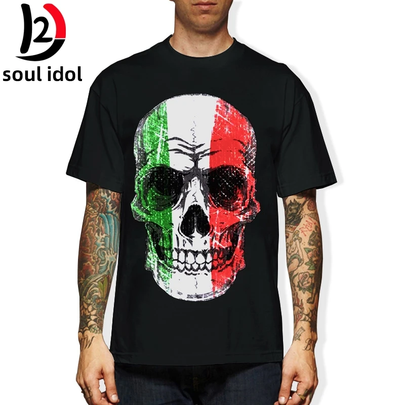 Футболка с черепом ITALIEN Italian Italiana TOTENKOPF FLAGGE EM WM S M L XL XXL Харадзюку модная