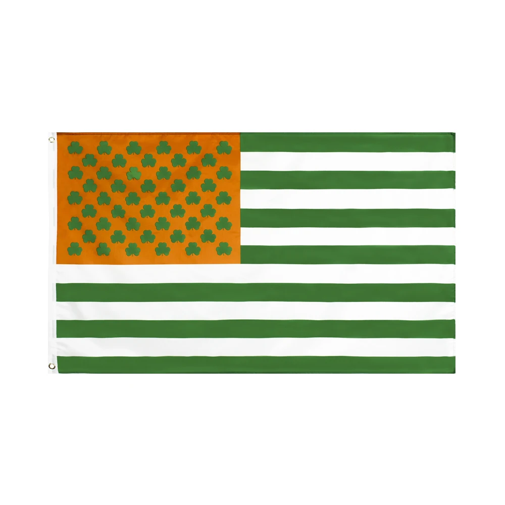 Xxflag 3X5Fts 90X150cm Irish American зеленый трилистник флaг сшa yзкиe | Дом и сад