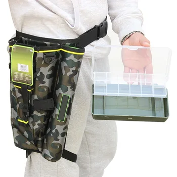

Portable Fishing Bag For Rod Holder Oxford Cloth Outdoor Waist Pack Multifunction Fishing Tackle Storage Bag With Plastic Box