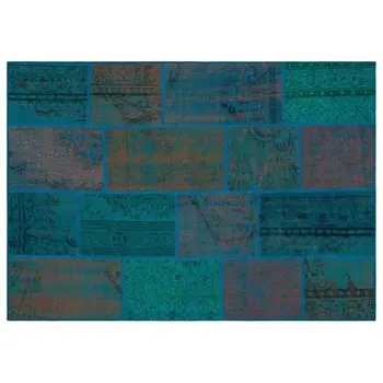 

Handmade Turquoise Vintage Overdyed Patchwork Area Rug 160x230 Cm-5'3''X7'7''