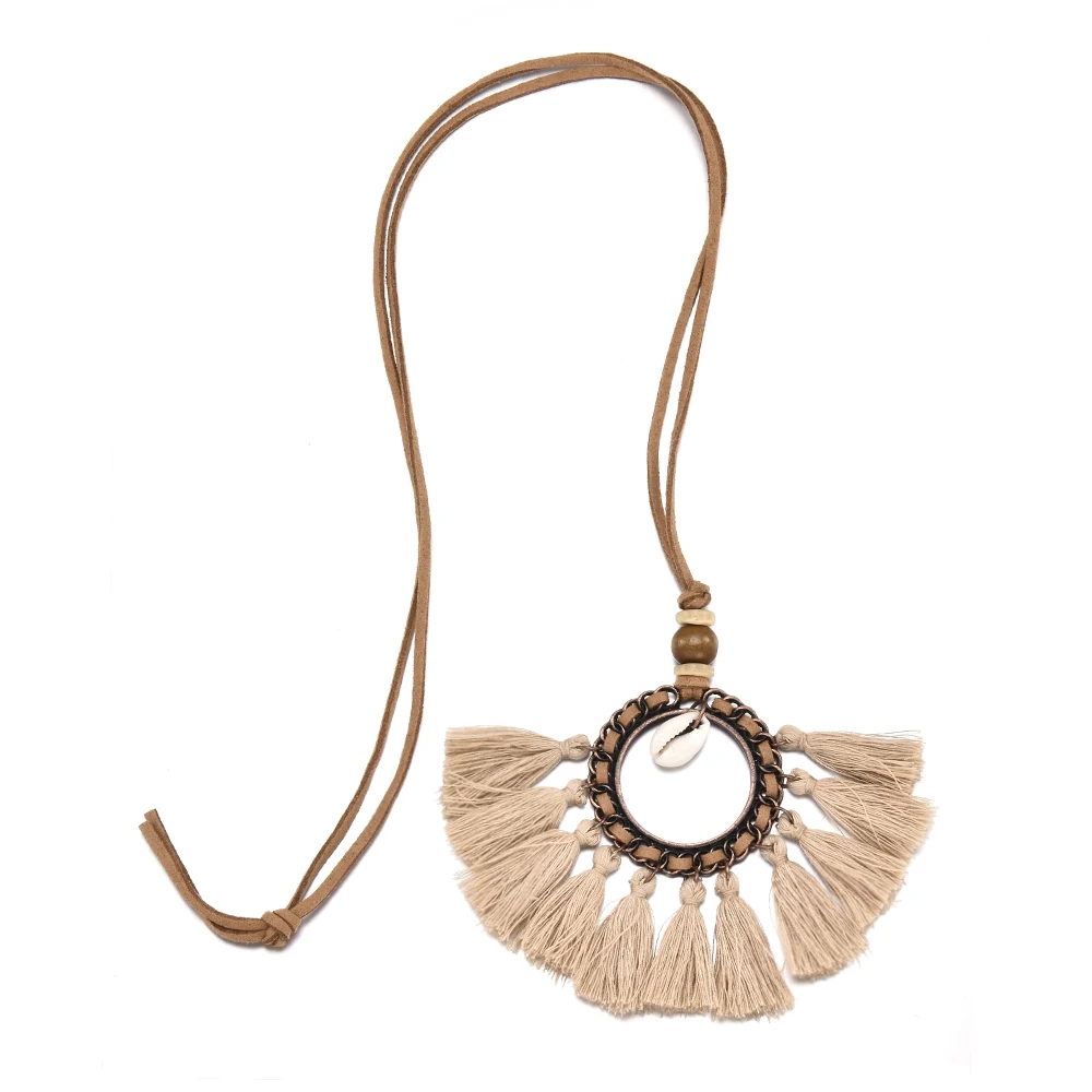 

Autumn Party Bohemia Women Boho wisior damski Spiral Tassel Pendant Necklace Long Sweater Chain Jewelry colares mulher