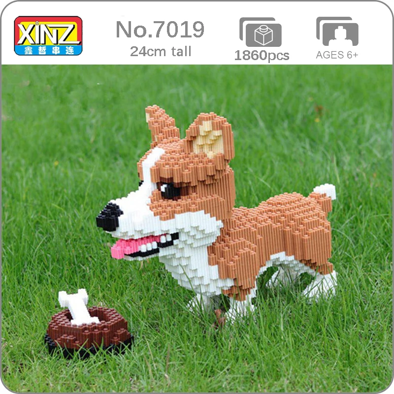 Xizai 8034 Welsh Corgi Dog Animal Pet Bone 3d Model Diy Mini Magic Blocks Bricks Building Toy For Children 24cm Tall No Box Blocks Aliexpress