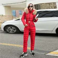 Waterproof Women Hooded Solid Colors Skiing Jumpsuits Elegant Winter Warm Zipper Ski Suit Onesie Sport Outdoor Snowsuit Coat#g4