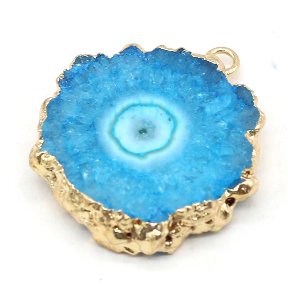 Natural Stone Pendants Reiki Heal Gold plated Slice Agates Druzy for DIY Trendy Necklace Earrings Jewelry Making Gifts