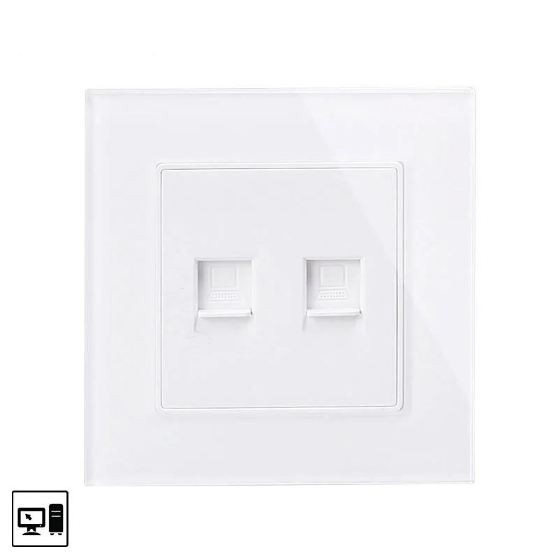 Double Rj45 Atlectric Rj45 ТВ Интернет интерфейс данных настенная розетка Роскошная стеклянная панель выход телевидение компьютерный разъем розетки,socket - Тип: Double Rj45