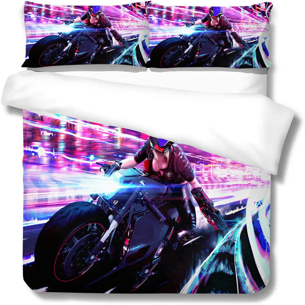 

3D Bedding Set Bed Cover Set Queen Size Motorcycle Printed Cool Fashionable King Full Double Single Twin Size Home Textile