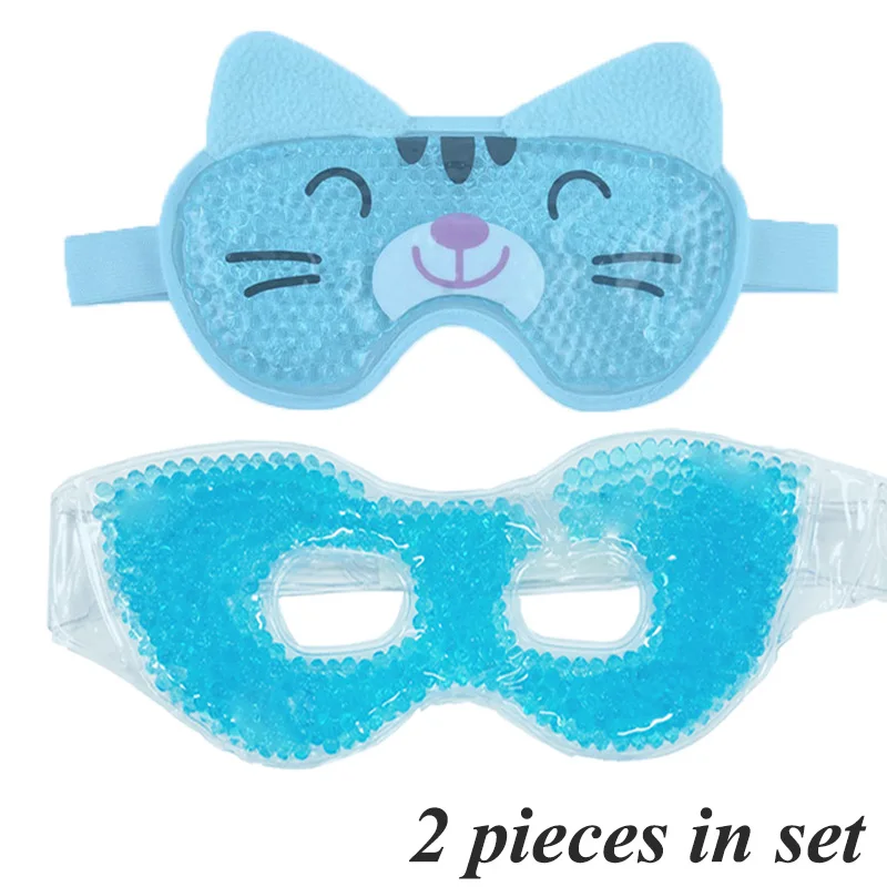Охлаждающая гелевая маска для глаз с отверстиями для глаз горячая холодная терапия персональный уход красота Спящая маска для глаз для пышных сухих глаз Ergo гель шарик - Цвет: Cat and Blue