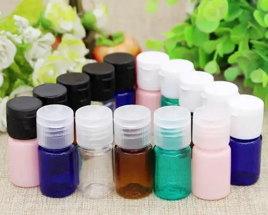 5ml Mini Plastic Colored Travel Emulsion Lotion Cream Refillable Flip Cap Bottle Cosmetic Sample Container Shampoo Body Wash Box