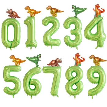 

40inch Big Number Foil Balloons Dinosaur Party Jungle Party Jurassic Helium Balloon Birthday Boy Baby Shower Globos Decorations