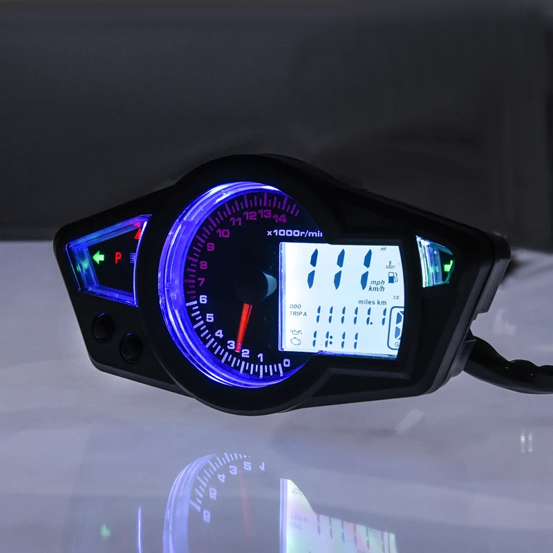 Motorrad LCD Digital Tachometer Tachometer Instrumente 10 -21 500  niederohm 14000/11000RPM - AliExpress