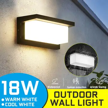 

Smuxi 18W LED Wall Light Human Body Induction Wall Lamp Courtyard Outdoor Porch Lights Energy Saving Safety Waterproof IP54
