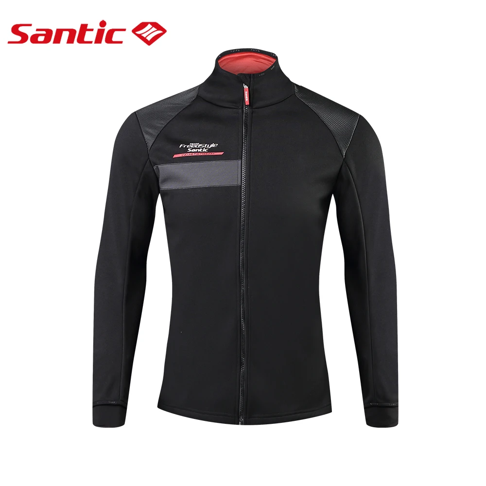 Зимние велосипедные куртки Santic флисовая термоветровка на молнии