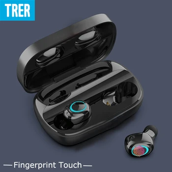 

TRER Wireless Headphone Bluetooth 5.0 Built-in Microphone Earphone In-Ear Fingerprint Touch Headphone Noise Canceling Headset