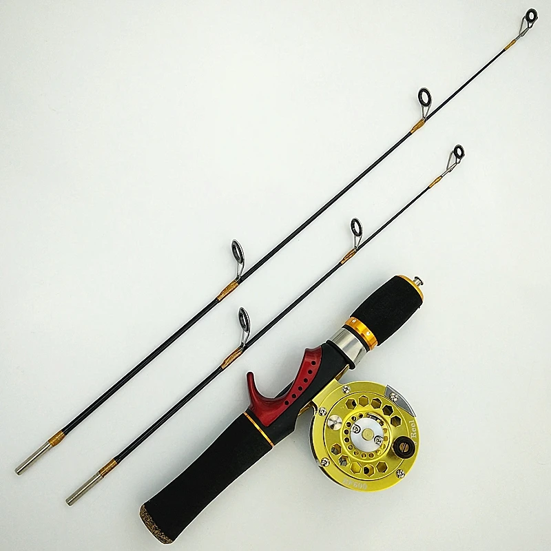 ice fishing rod double tips winter fishing rods 2 sections length 0.55m 0.66m casting rod set spinning pole short fishing tackle