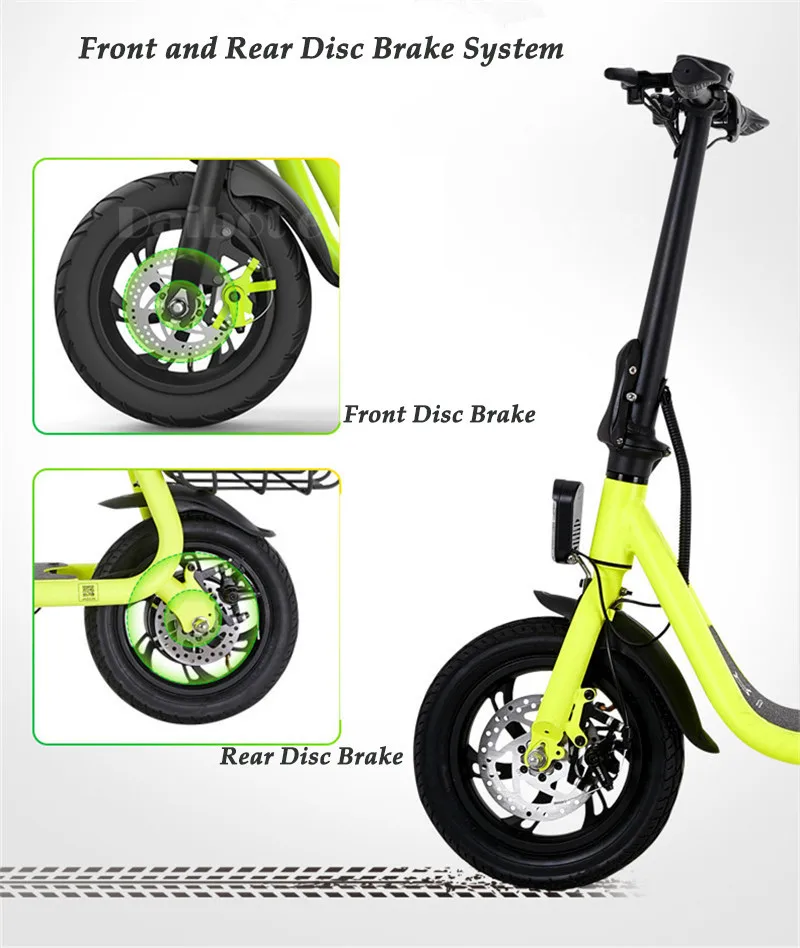 Top Daibot Adult Electric Scooter Car Two Wheel Electric Scooters With Child Seat 12 Inch 350W 36V Portable Electric Bike Two Seater 13