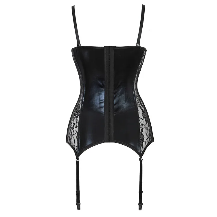 Sexy Bustier Corset Steampunk Women Synthetic Leather Plus Size Overbust Corset Lingerie Solid Leather Bustier Women Clothes
