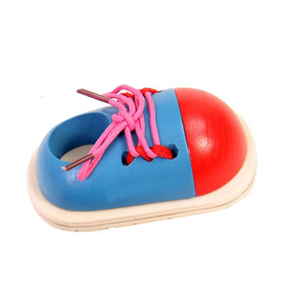 Kids Learning Educational Toys Children Wooden Toy Toddler Lacing Shoes Early Education Teaching Ai - 4000561148269