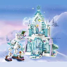 Новая серия принцесс Эльза Анна волшебный ледяной замок дворец модель строительные блоки кирпичи Legoinglys 43172 Игрушки для девочек подарок на день рождения