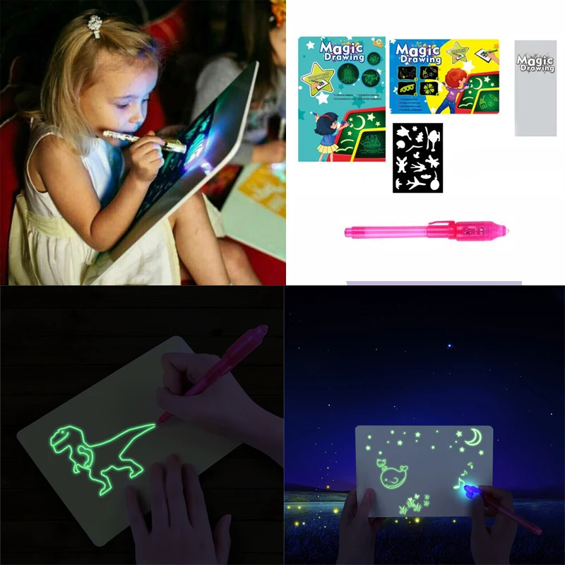 

A3 A4 A5 LED Luminous Drawing Board Graffiti Doodle Drawing Tablet Magic Draw With Light-Fun Fluorescent Pen Educational Toy