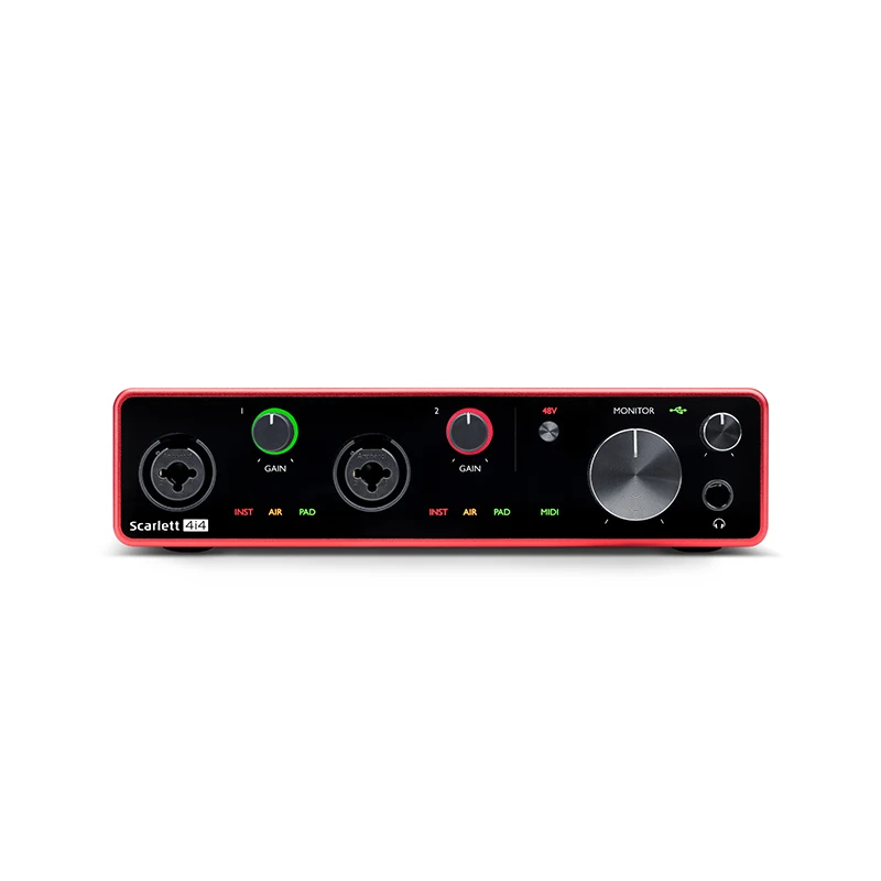 Модернизированный Focusrite Scarlett 4i4(3-го поколения) 4 дюйма/4 выхода 24 бит/192 кГц AD-DA конвертер USB аудио интерфейс Запись Звуковая карта