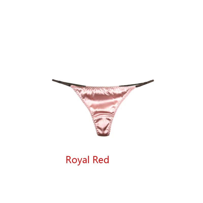 Royal Red Стринги, нижнее белье, сексуальные трусики, трусы для женщин, шелковые сексуальные стринги с Т-образной спинкой, женские регулируемые полоски, танга, стринги - Цвет: Royal Red