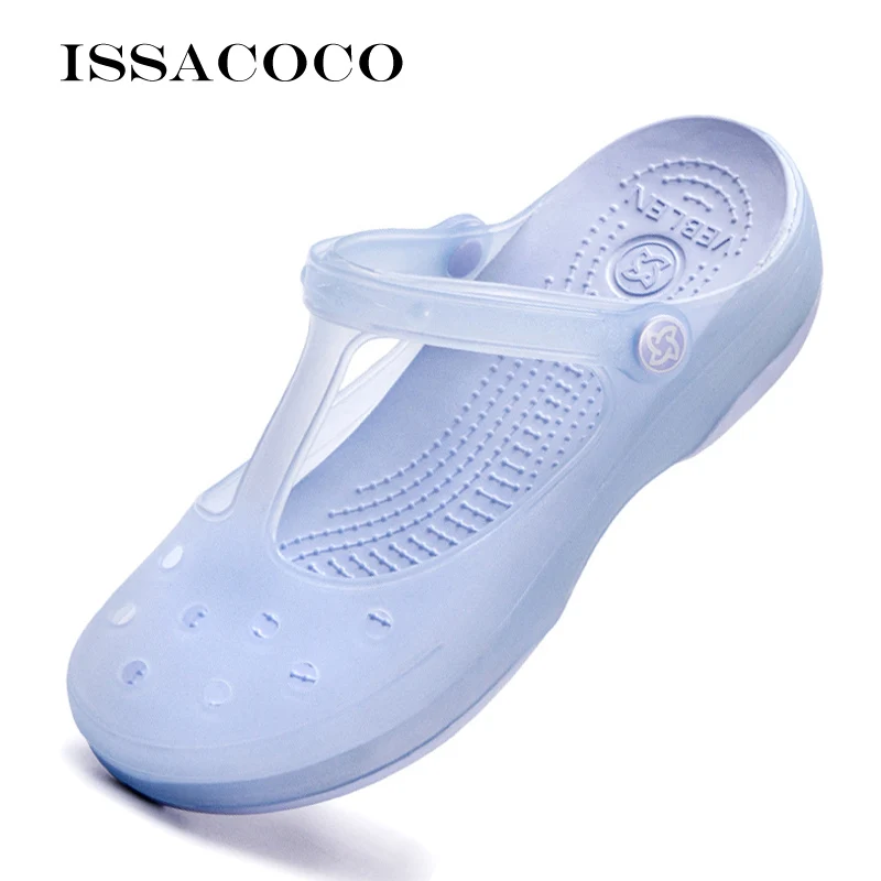 Summer Women's Wedge Platform Jelly Beach Sabot Transparent Shoes Sandals For Girls Sanitary Clogs Woman Medical Hoof ISSACOCO women sandals,women wedges heels shoes