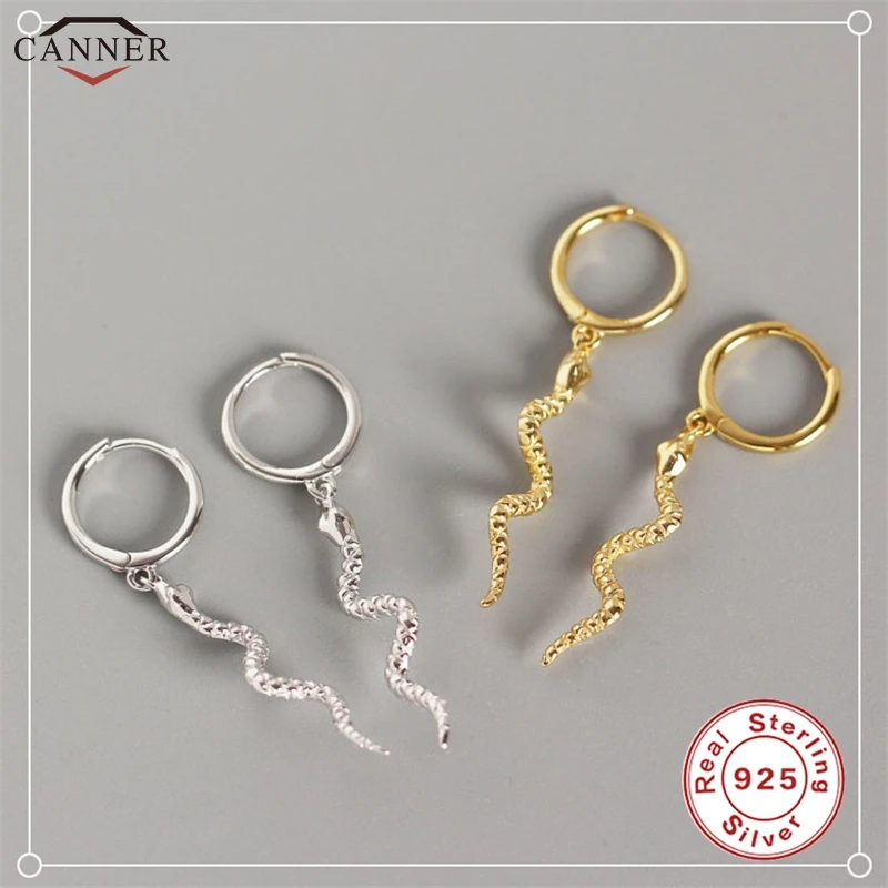 

CANNER Gold Color Small Hoop Earrings for Women 925 Sterling Silver Circle Earrings 2019 Punk Snake Earrings Jewelry Gifts H40