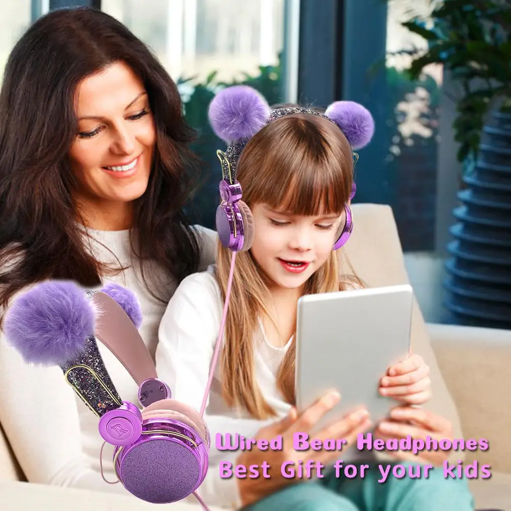 Cute Kids Wired Headphone With Microphone Girls 3 5mm Music Stereo Earphone Computer Mobile Phone Gamer Headset Kids Gift