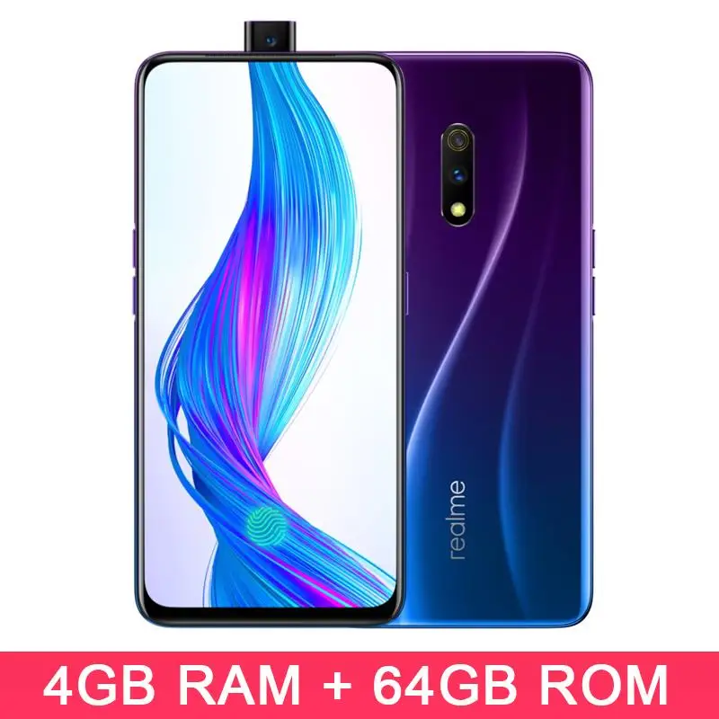 Realme X 4 ГБ ОЗУ 64 Гб ПЗУ 6,53 ''полноэкранный мобильный телефон с всплывающей камерой мобильный телефон 20 Вт VOOC Быстрая зарядка 3,0 смартфон - Цвет: 4GB 64GB blue