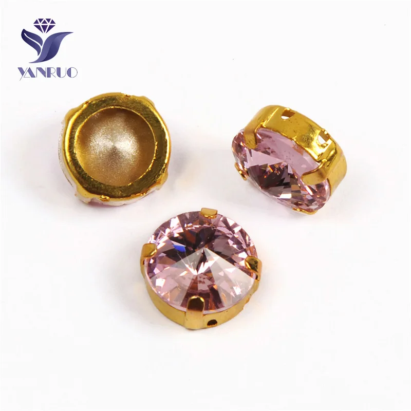 With Gold Claw Yanruo 1122 все размеры светло-розовые Rivoli Точка назад пришивные камни хрустальные стразы, горный хрусталь для рукоделия и украшения - Цвет: With Gold Claw