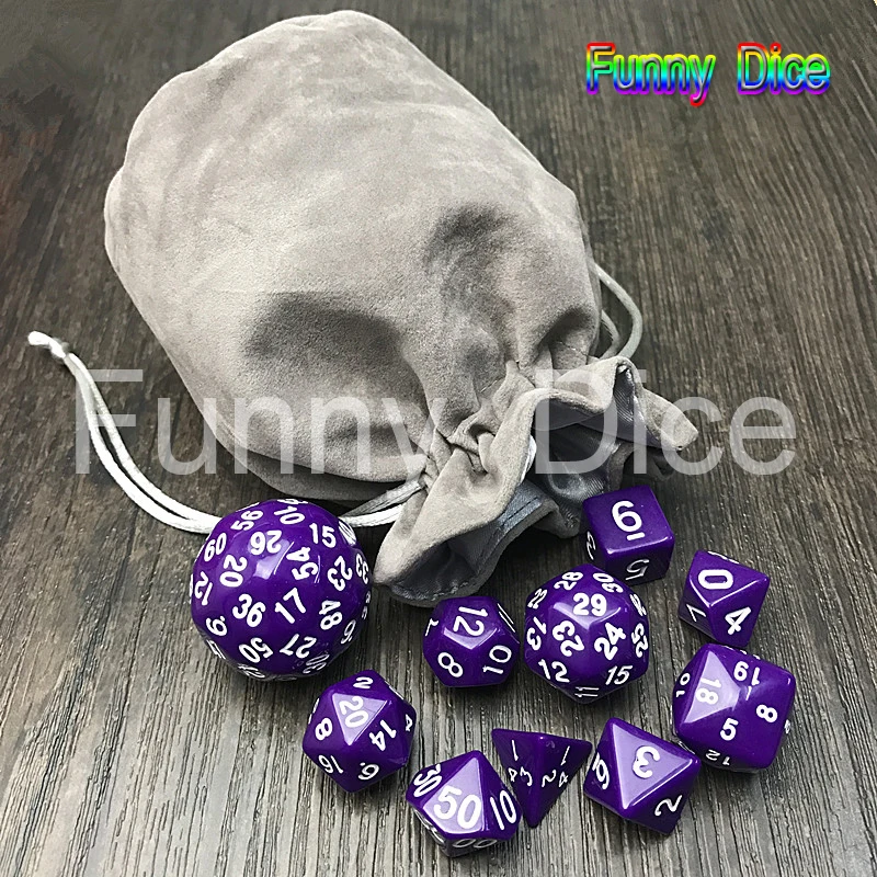 Высокое качество 4 цвета 10 шт Цифровой игровой набор с мешком D4 D6 D8 2xd10 D12 D20 D24 D30 D60