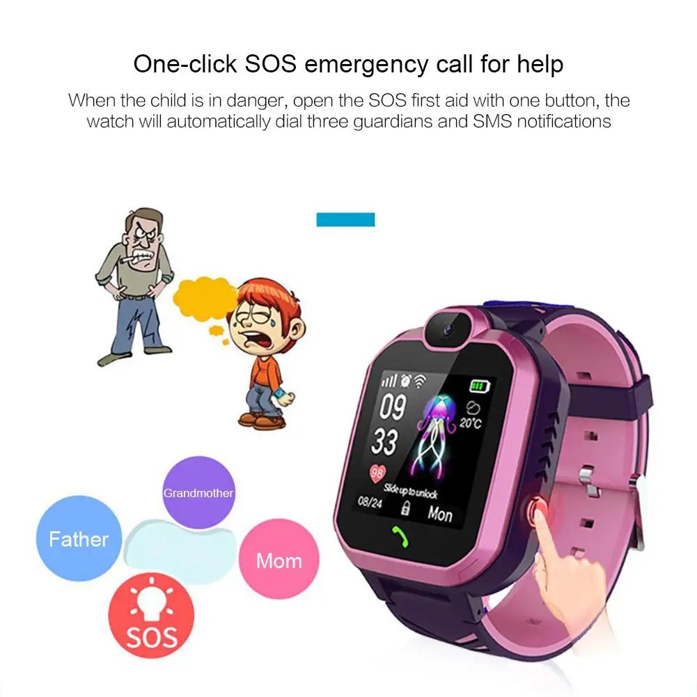 Q13 Touch Screen Children's Watch IP67 Waterproof Sports Wristband SOS GPS Positioning Smart Bracelet With Camera Alarm Clock
