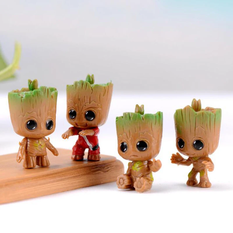 4 шт./компл. Marvel Guardians of The Galaxy Avengers Tiny groot Cute Baby Tree Man Модель Фигурки игрушки 5 см |