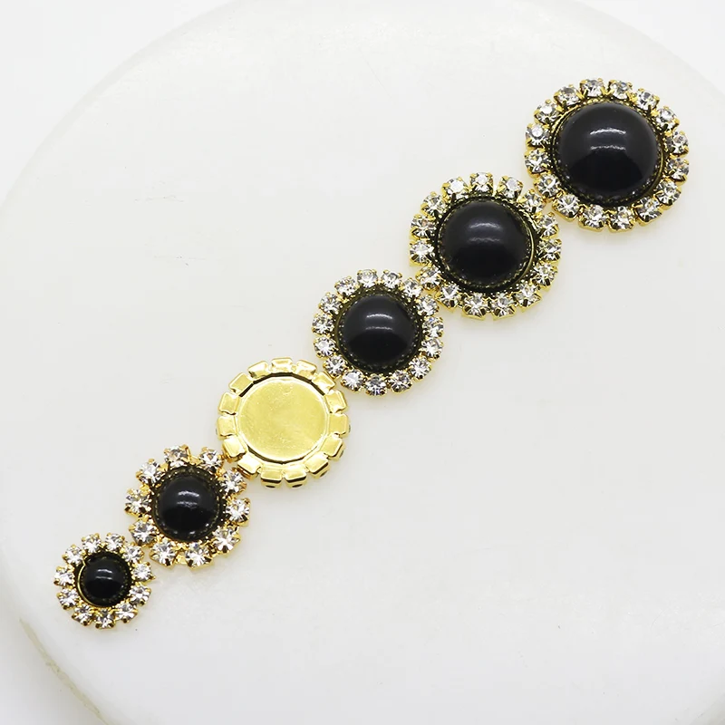 High-grade metal flash black mixed size 10pcs crystal button Sewing decoration home creative DIY handmade accessories Production