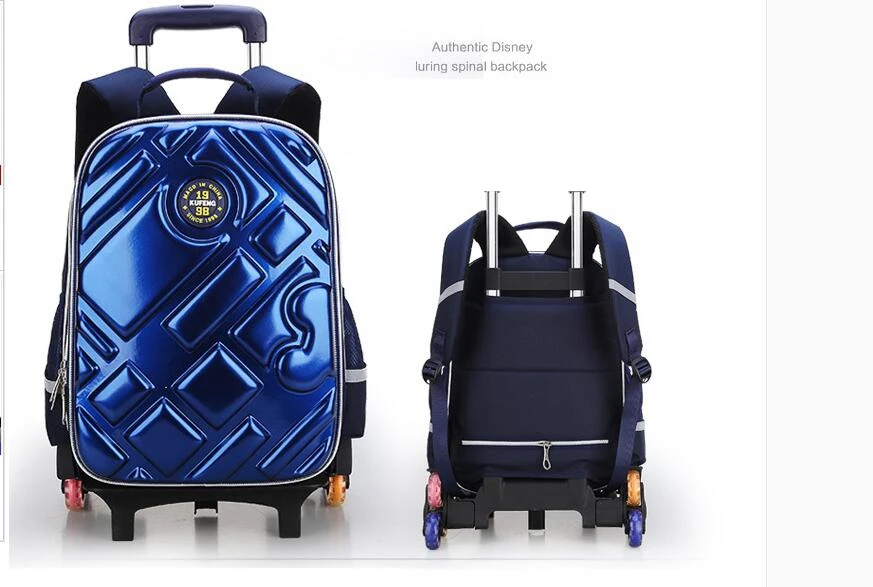 3D сумка на колесиках для мальчиков, школьная Детская сумка на колесиках, детская дорожная сумка, 6 колесиков, рюкзак-тележка для школы