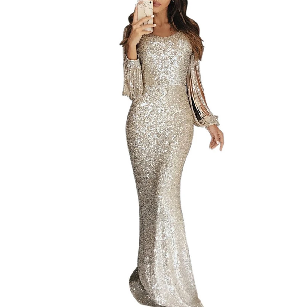 Women Sexy Dress Slim Solid Color Lace Deep Dresses Hollow Lace Long Sleeve Mop Dress Elegant Evening Party Ladies Girls 806