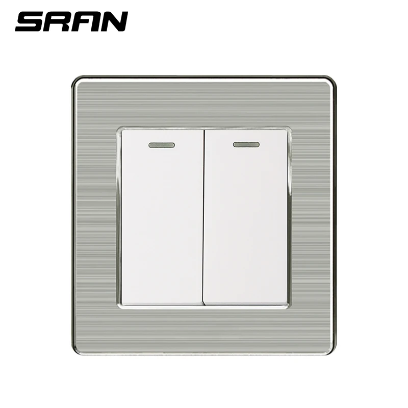 SRAN 86 панель из нержавеющей стали настенный светильник переключатель 2 банды 1/2/3 семейная твердая упаковка вилла - Цвет: White A2